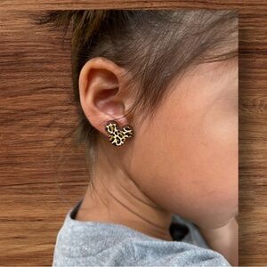 Mickey Mouse Leopard Print Stud Earrings